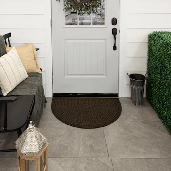 allen + roth 2-ft x 3-ft Brown Polyester Half-round Indoor or Outdoor Door Mat B1084 19200 024036 at Lowes.com