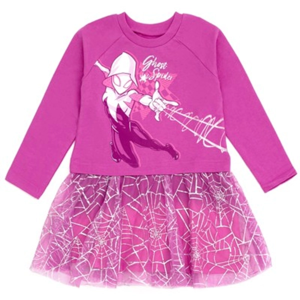 Marvel Spider-Man Spider-Gwen Ghost Spider Toddler Girls French Terry Dress Purple 4T