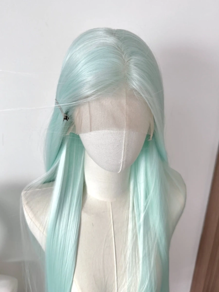 Light Mint Green Transparent Lace Wig 26Inch Synthetic