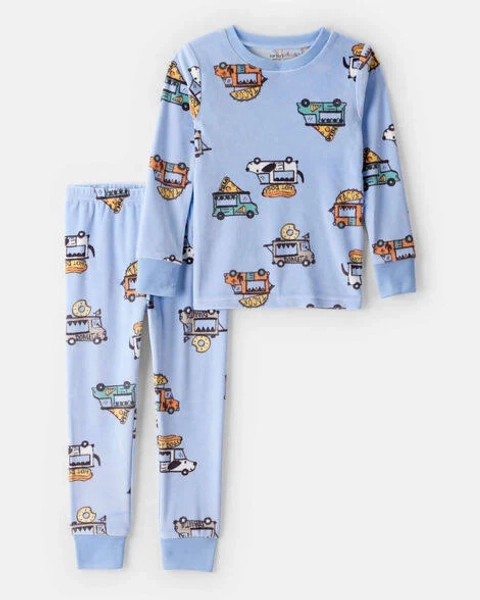 Carter's Toddler Boys 2-Piece Truck-Print Velour Pajama Set