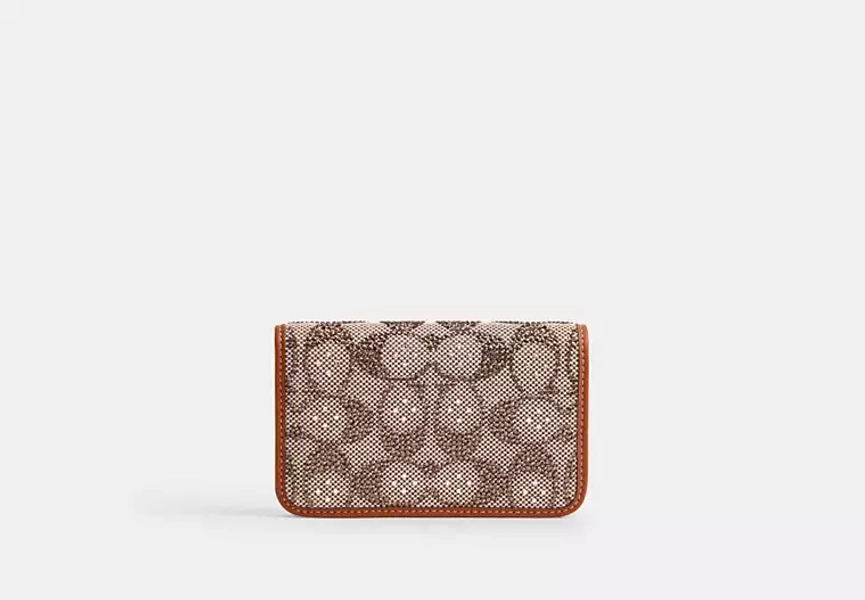 Silver/Burnished Amber Essential Slim Card Case In Crystal Signature Jacquard