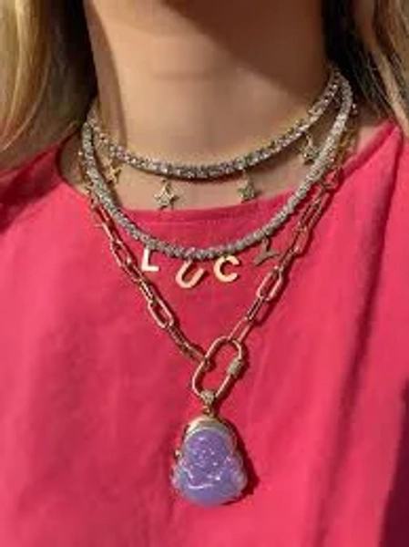 Lilac Buddha Chain Necklace