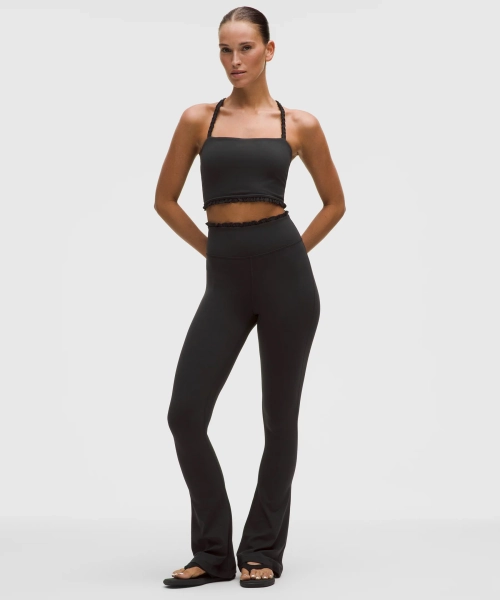 Nulu Ruffle-Trim Flared Pant - Black - 8