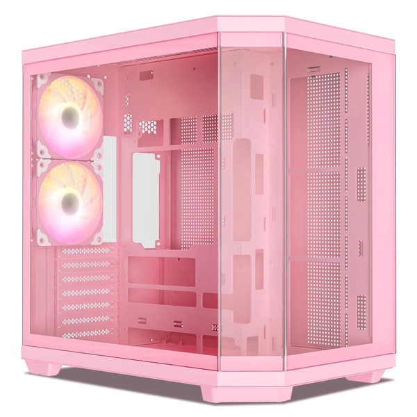 Vetroo CT3 ATX Mid-Tower Gaming Computer PC Case, Triple-Sided Tempered Glass Panoramic View, Supports 360mm Radiator & 11 Fans, Up to 410mm GPU, Type-C Ready, High-Airflow for 50 Series GPUs - Pink - Walmart.com