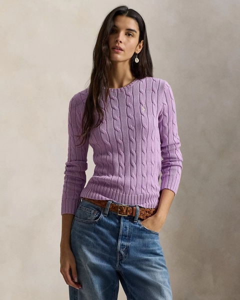 Cable-Knit Cotton Crewneck Sweater | Ralph Lauren