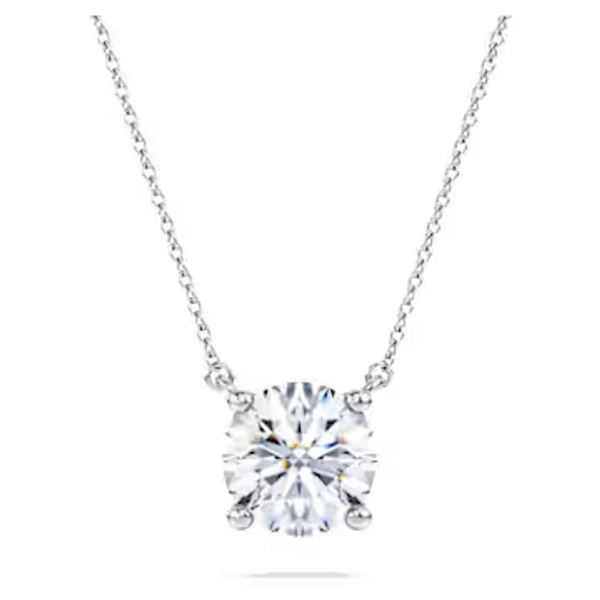 Pendentif solitaire Eternity, Diamants créés en laboratoire 2 ct tw, Forme ronde, Or blanc 14 carats