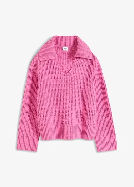 Kuscheliger Pullover in Ripp-Struktur - pink - Damen | bonprix