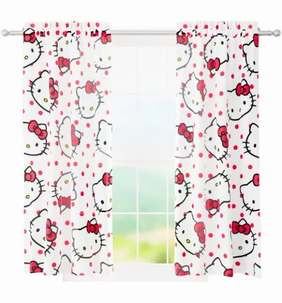 Franco Hello Kitty Kids Room Window Curtains Drapes Set
