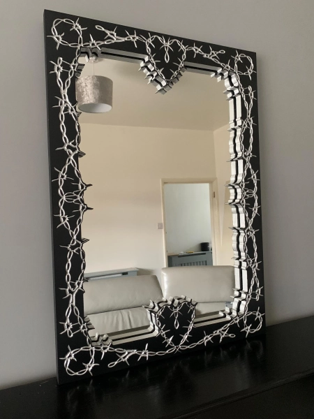 Barbed Wire Heart, Tattoo Style, Gothic Victorian Style Home Decor Feature Mirror Wall Art