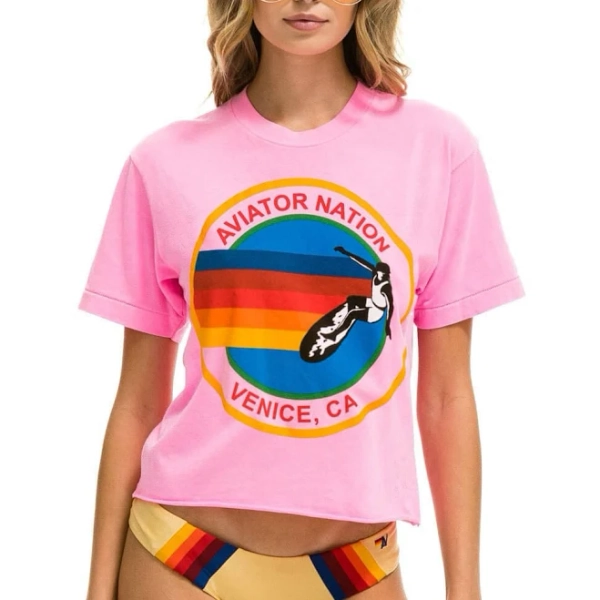 SIGNATURE VENICE BOYFRIEND TEE - NEON PINK L