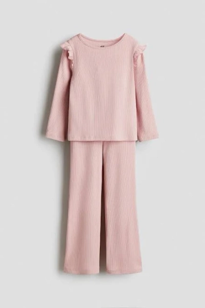 H&M Girls 2-Piece Ribbed Cotton Set