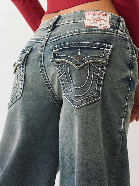 JESSIE MID RISE SUPER T FLAP SUPER BAGGY JEAN 