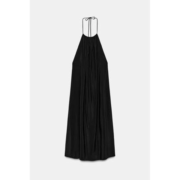 Zara - Flowy Halter Dress - Black - Xs - Woman