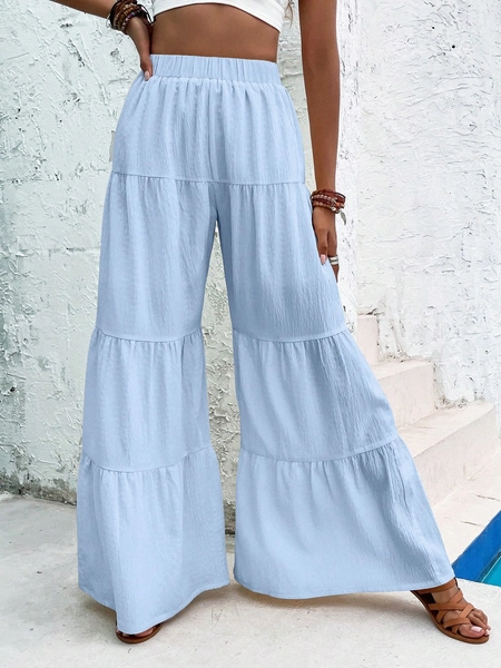 Breezaya Ruffle Hem Wide Leg Pants Fall Cloth For Women