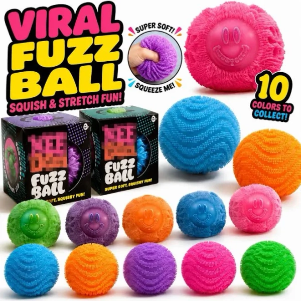 Multicolor Nee Doh Fuzz Ball Fidget Toys Sensory Squishy Anti Stress Super Soft TPR Sensory Fidget Ball Squish Stretch Fun Random Color Kid