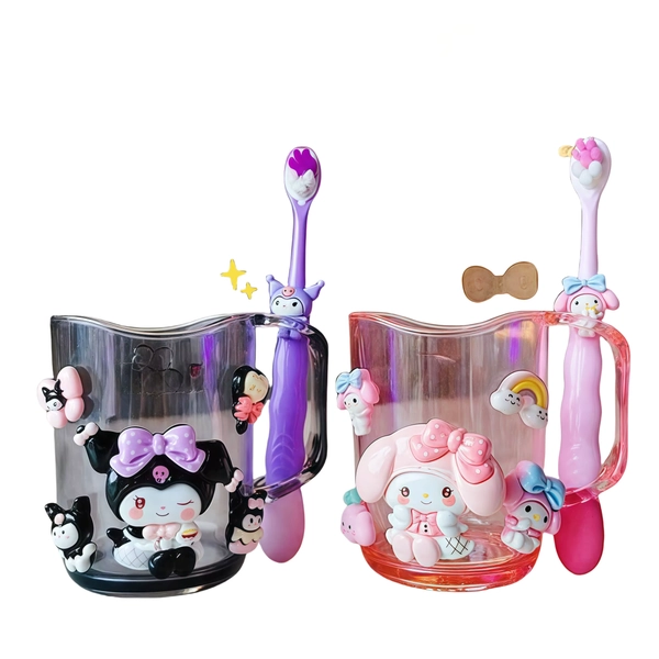 New kawaii Hello kitty children's mouthwash cup kuromi teeth jar brush cup My melody toothbrush holder Children's wash cup set - AliExpress 26