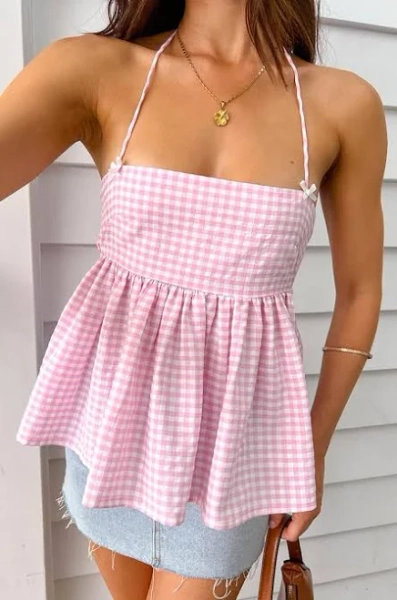 Aspen Gingham Halter Top