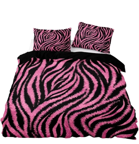 American Style Bedding Set Queen Pink Leopard Pattern Duvet Cover with Pillowcase Single Double King