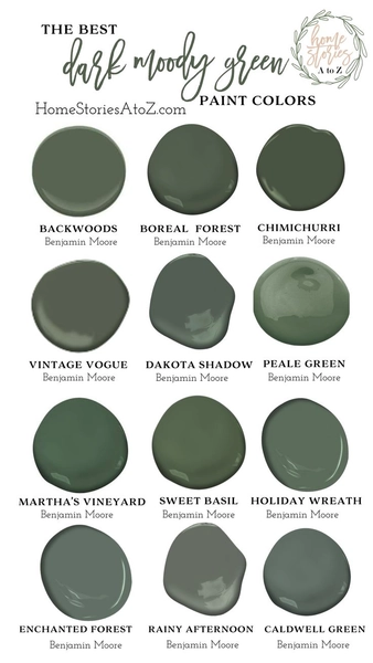 How to Make a Room Dramatic and Moody with Dark Green Paint | Dark green paint colour, Dark green interiors, Moody greens