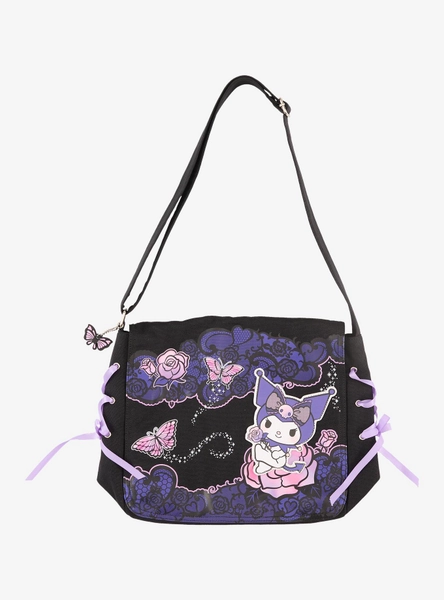 Kuromi Purple Butterfly Garden Ribbon Messenger Bag