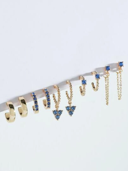 5pairs Rhinestone Decor Earrings