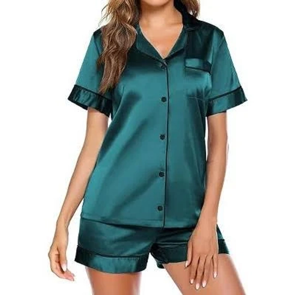 Ekouaer Women's Silk Satin Button-Down Pajama Set