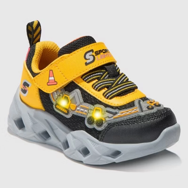 S Sport By Skechers Toddler Antoney Construction Light Up Sneakers - Black/Yellow 7T