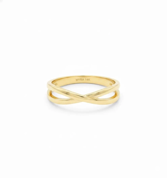 14K Solid Gold Criss Cross Ring, Minimal Gold X Ring, Dainty Crossover Band, Stackable Gold Ring, Handmade Fine Gold Jewelry, Christmas Gift