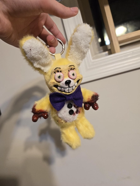 OOAK FNAF Spring Bonnie Clay Face plush art doll KEYCHAIN