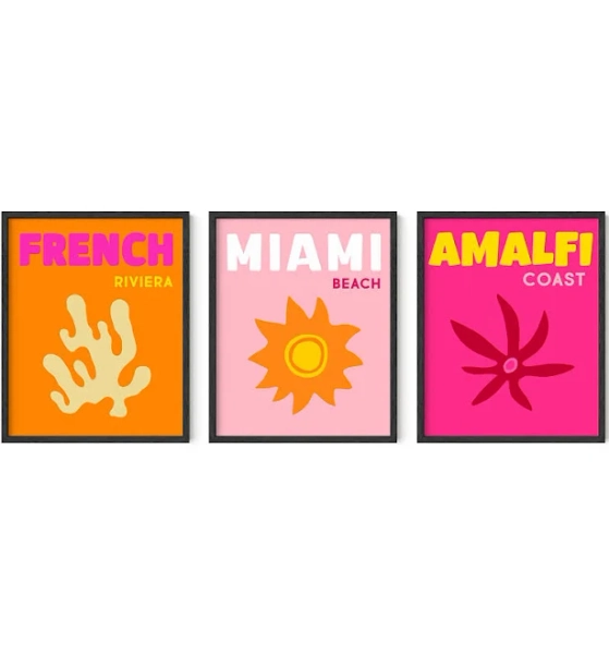 HAUS AND HUES Preppy Travel Posters Set of 3