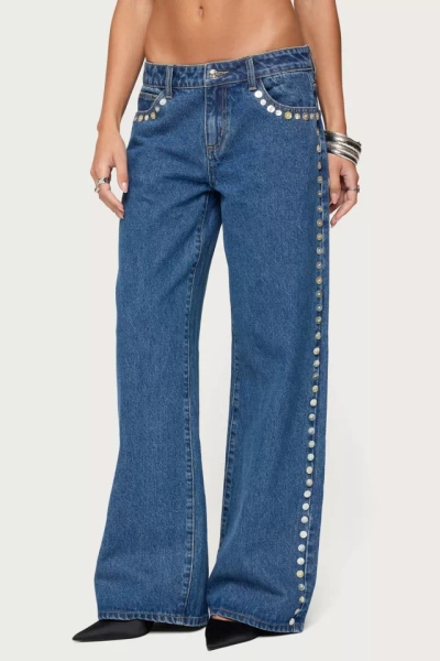 Edikted Iridescent Button Low Rise Baggy Jean