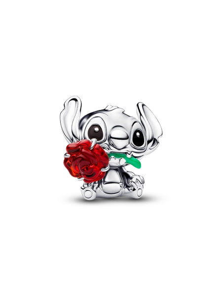 Disney Stitch Rose Murano Glass Charm