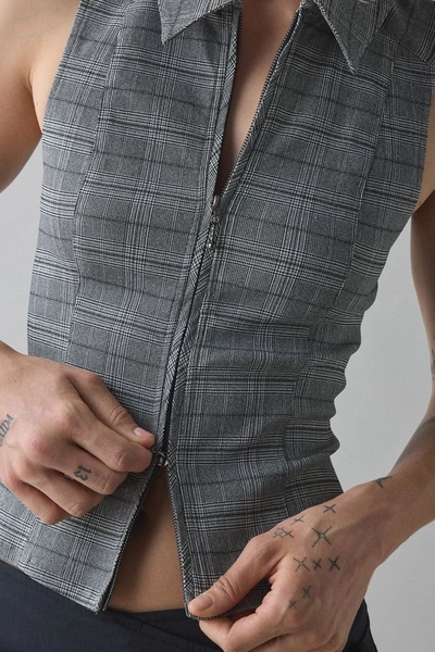 BDG Ledia Collared Zip-Front Vest Top