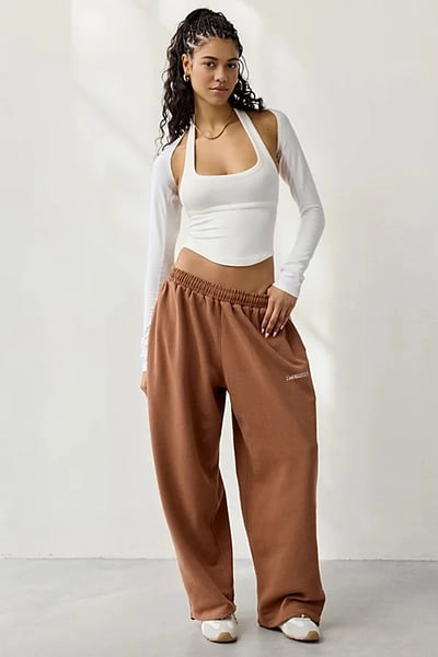 iets frans... iets frans. iets frans… Harri Wide Leg Jogger Pant in Light Brown, Women's at Urban Outfitters