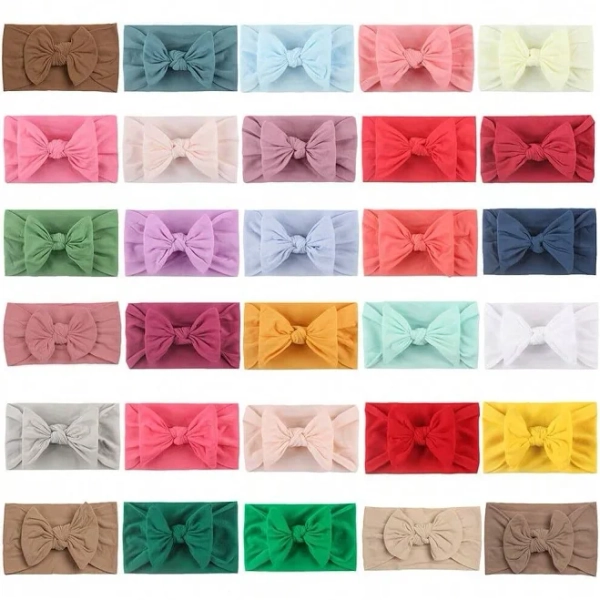 20/24 PCS Baby Hair Bow Head Wrap Turban Knotted Knitted Headbands
