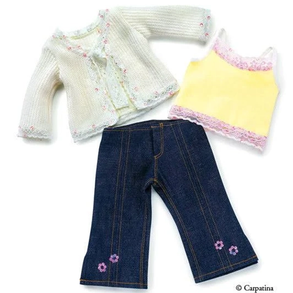 Carpatina School Cardigan, Jeans, and Top Doll Outfit