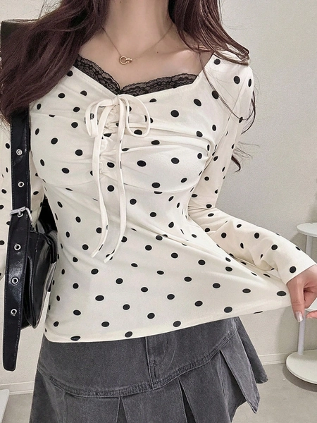 polka dot sleeve shirt