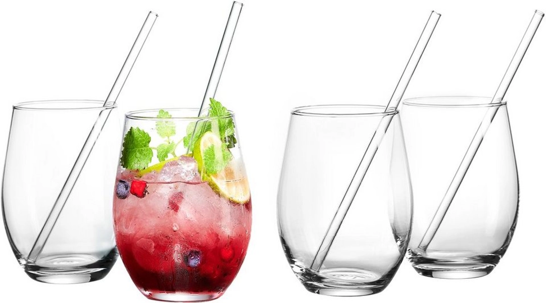 Ritzenhoff & Breker Longdrinkglas Gin, 8-tlg., Glas, 8-teilig, inkl. Glas-Trinkhalme, 590 ml