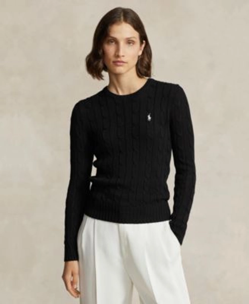 Women's Cable-Knit Cotton Crewneck Sweater