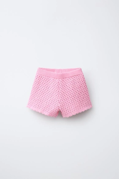 CROCHET KNIT SHORTS WITH FISH EMBROIDERY