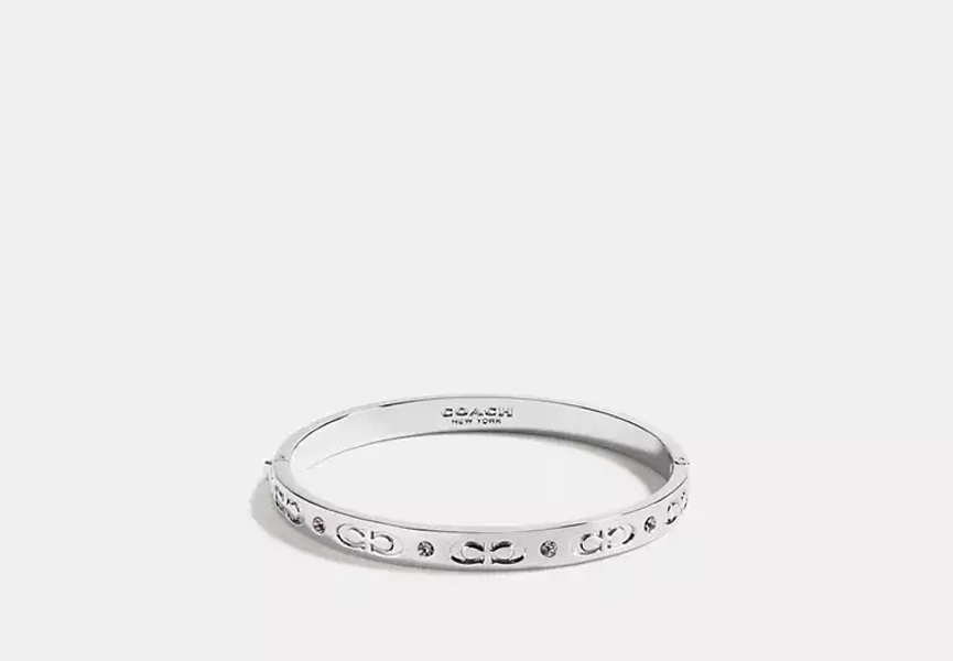 Silver Signature Hinged Bangle