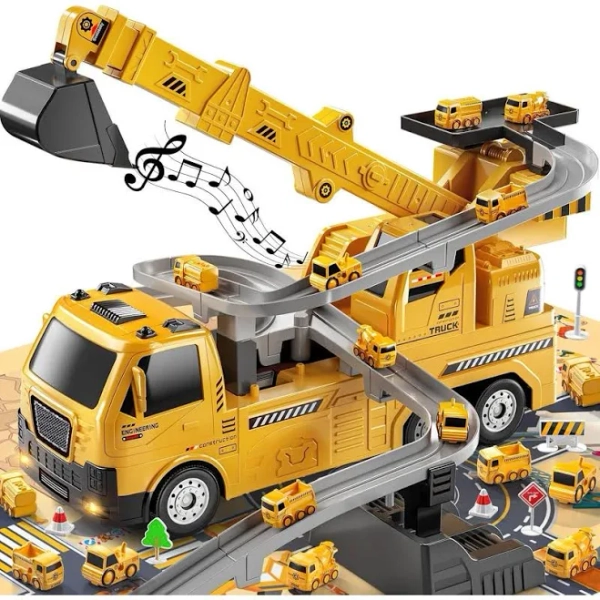 Engineering Crane, s Construction Truck Toys for 3 4 5 6 7 Years Old - Car Race Tracks, Excavator, Boy Toys for 3-5 Year Old Toddlers, Gift Toys for