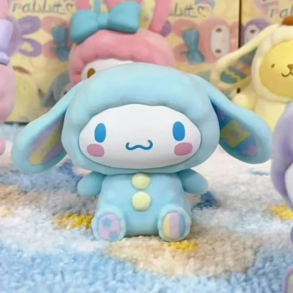Sanrio Cute Bunny Series Blind Box Flocking Pompompurin Melody Tidal Current Surprise Decorative Cartoon Birthday Fans Gifts