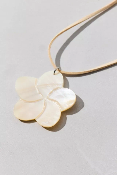 Bloom Flower Charm Suede Corded Necklace