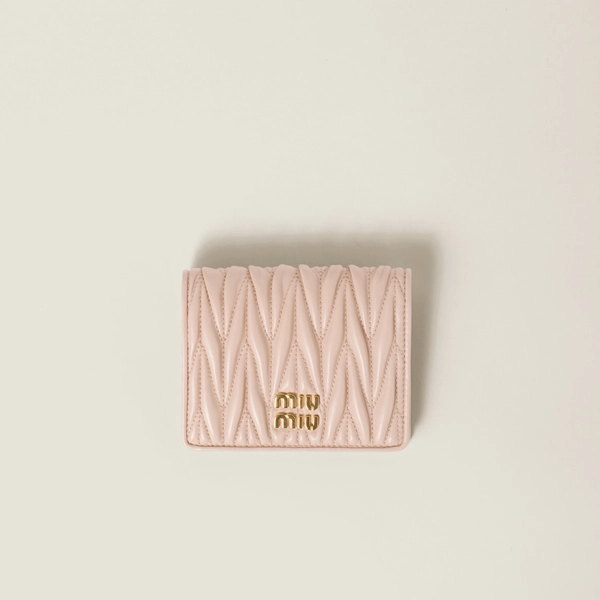 Small matelassé nappa leather wallet