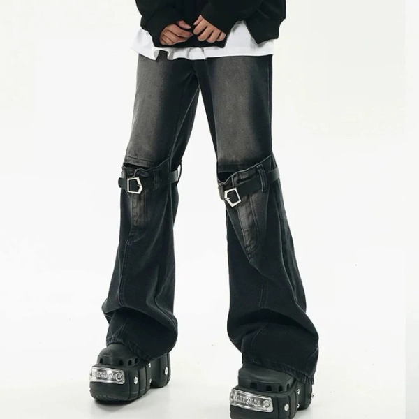 GCINIM Faded Buckle-Knee Jeans