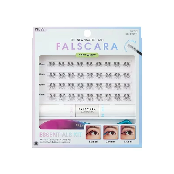 KISS Products Falscara Clear Band Lash Extension Kit - 36ct: Full Volume, Synthetic Hair