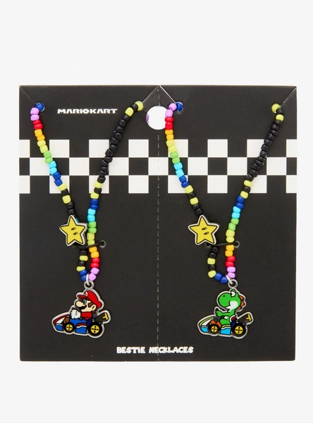 Mario Kart Yoshi & Mario Best Friend Bead Necklace Set