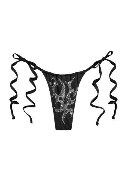 CRASH RHINESTONE BIKINI BOTTOMS BLACK