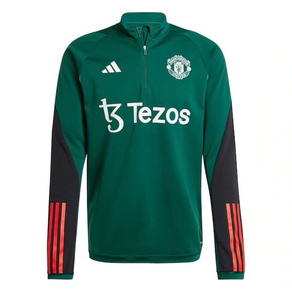 Manchester United adidas 2023/24 AEROREADY® Raglan Quarter-Zip Training Top - Green
